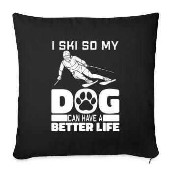 Skiing Apres Ski Dog - Sofa pillowcase 17,3'' x 17,3'' (45 x 45 cm) - black - Front