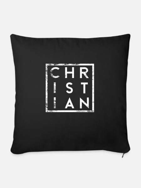 Christian Minimalismus - Sofakissenbezug 45 x 45 cm - Schwarz