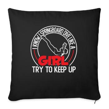 Diving Diver Girls - Sofa pillowcase 17,3'' x 17,3'' (45 x 45 cm) - black - Front