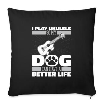Chien ukulélé - Housse de coussin décorative 45 x 45 cm - noir - Devant