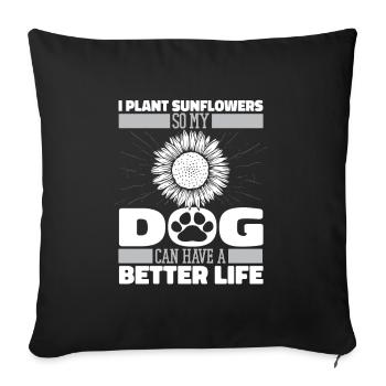 Sunflower Dog - Sofa pillowcase 17,3'' x 17,3'' (45 x 45 cm) - black - Front