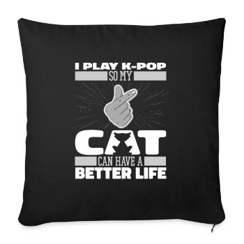 K Pop Kpop Korean Pop Cat - Sofa pillowcase 17,3'' x 17,3'' (45 x 45 cm) - black - Front