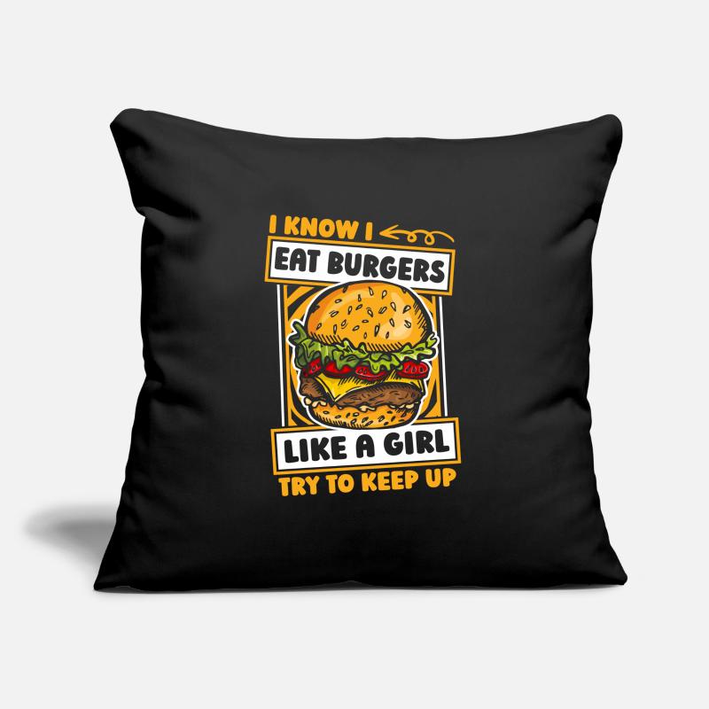 Burger Hamburger Mädchen Sofakissenbezug 45 x 45 cm