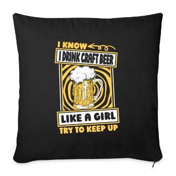 Craft Beer Craft Beer Funny - Sofa pillowcase 17,3'' x 17,3'' (45 x 45 cm) - black - Front