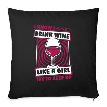 Wein Winzer Mädchen - Sofakissenbezug 45 x 45 cm - Schwarz - Vorne
