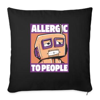 Robotique Ai Robot Humour Allergique Aux Personnes - Housse de coussin décorative 45 x 45 cm - noir - Devant