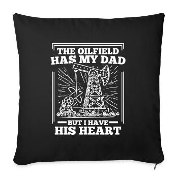Plate-forme pétrolière du champ pétrolifère de Papa - Housse de coussin décorative 45 x 45 cm - noir - Devant