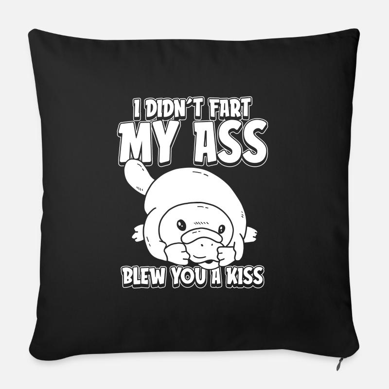 Ornithorynque drôle drôle - Housse de coussin décorative 45 x 45 cm - noir