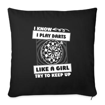 Joueur de fléchettes Filles - Housse de coussin décorative 45 x 45 cm - noir - Devant