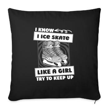 Ice Skating Girls - Sofa pillowcase 17,3'' x 17,3'' (45 x 45 cm) - black - Front