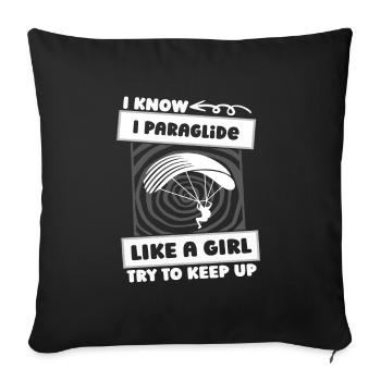 Paragleiter Paragleiten Mädchen - Sofakissenbezug 45 x 45 cm - Schwarz - Vorne