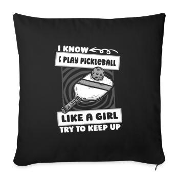 Fille de pickleball - Housse de coussin décorative 45 x 45 cm - noir - Devant