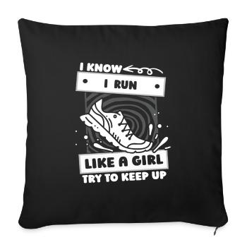 Runner Jogger Runner Running Girls - Sofa pillowcase 17,3'' x 17,3'' (45 x 45 cm) - black - Front