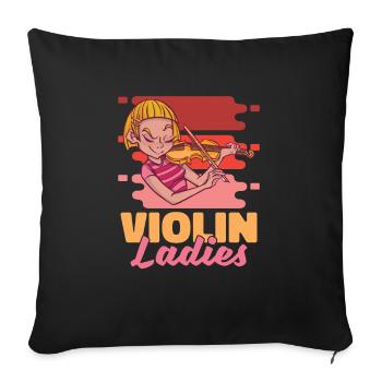 Violine Geige Damen - Sofakissenbezug 45 x 45 cm - Schwarz - Vorne