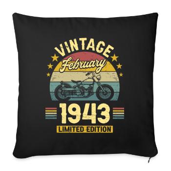 Vintage February 1943 80 years anniversary - Sofa pillowcase 17,3'' x 17,3'' (45 x 45 cm) - black - Front