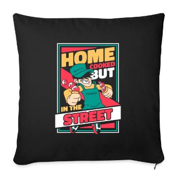 Street food - Sofa pillowcase 17,3'' x 17,3'' (45 x 45 cm) - black - Front