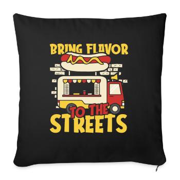 Street Food Hotdog - Sofa pillowcase 17,3'' x 17,3'' (45 x 45 cm) - black - Front