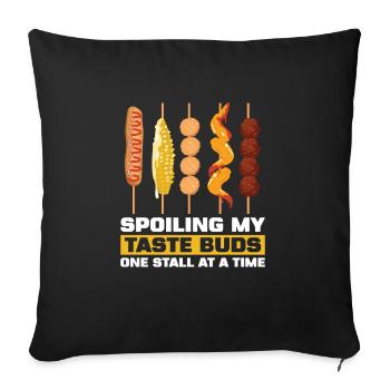 Brochettes de nourriture de rue - Housse de coussin décorative 45 x 45 cm - noir - Devant