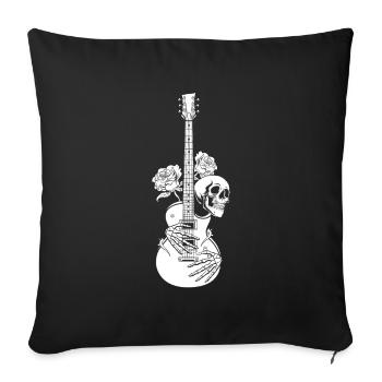 Guitare électrique crâne de guitare électrique - Housse de coussin décorative 45 x 45 cm - noir - Devant