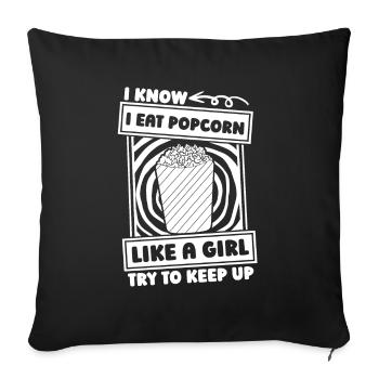 popcorn girl - Sofa pillowcase 17,3'' x 17,3'' (45 x 45 cm) - black - Front