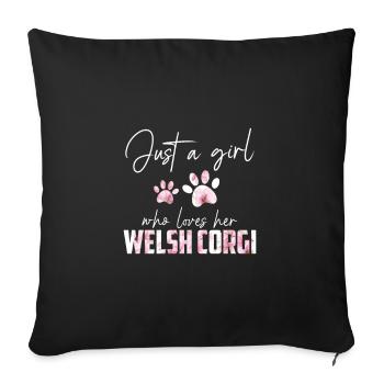 Welsh Corgi - Sofa pillowcase 17,3'' x 17,3'' (45 x 45 cm) - black - Front
