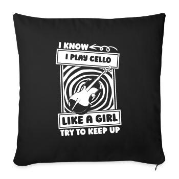 Cello cellist girl - Sofa pillowcase 17,3'' x 17,3'' (45 x 45 cm) - black - Front