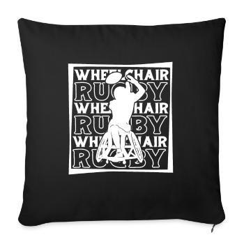 Rugby Rollstuhl - Sofakissenbezug 45 x 45 cm - Schwarz - Vorne