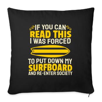 Surfer Surfen - Sofakissenbezug 45 x 45 cm - Schwarz - Vorne