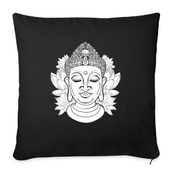 Fleurs bouddhistes de Bouddha - Housse de coussin décorative 45 x 45 cm - noir - Devant