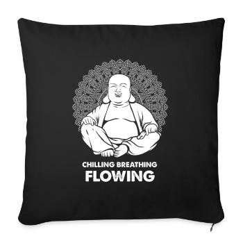 Bouddha bouddhiste drôle - Housse de coussin décorative 45 x 45 cm - noir - Devant