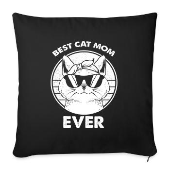 Fête des mères Maman Chat - Housse de coussin décorative 45 x 45 cm - noir - Devant
