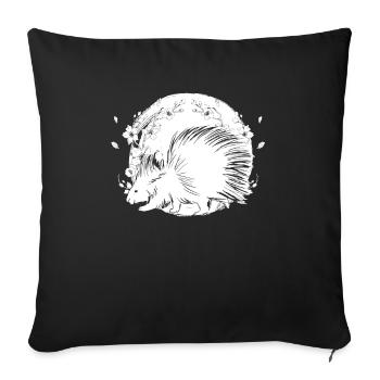 Stachelschwein Blumen - Sofakissenbezug 45 x 45 cm - Schwarz - Vorne