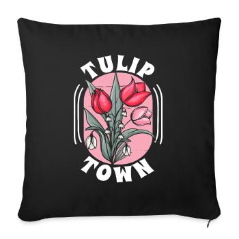 Tulips City Tulips - Sofa pillowcase 17,3'' x 17,3'' (45 x 45 cm) - black - Front