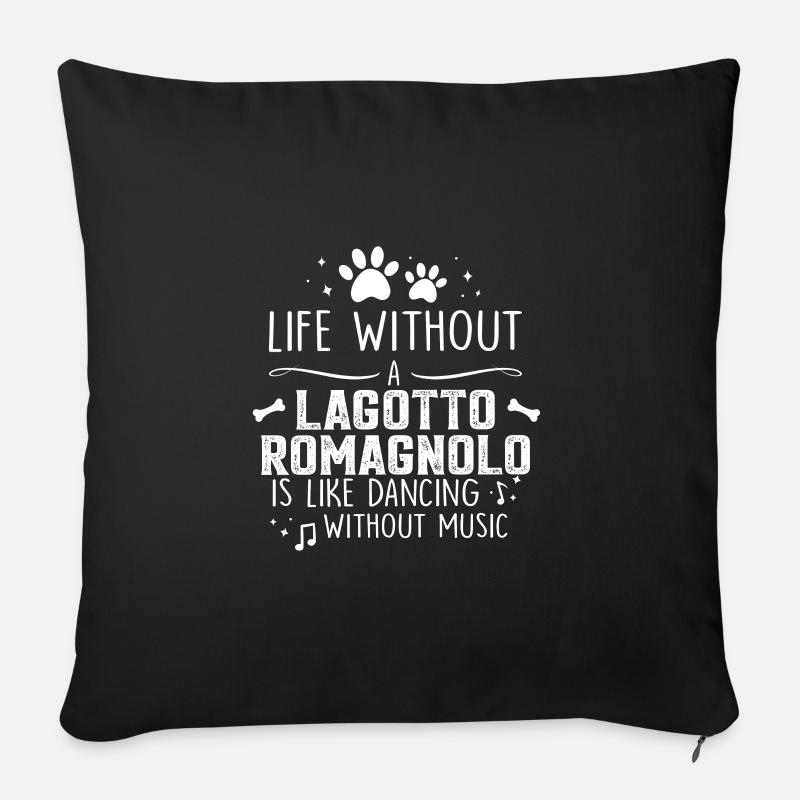 Life without lagotto romagnolo - Sofakissenbezug 45 x 45 cm - Schwarz