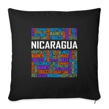 Nicaragua - Words - Sofa pillowcase 17,3'' x 17,3'' (45 x 45 cm) - black - Front