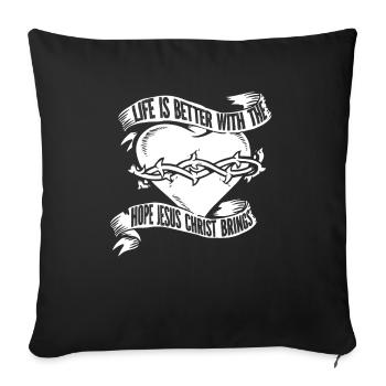 Christ Christianisme Cœur - Housse de coussin décorative 45 x 45 cm - noir - Devant