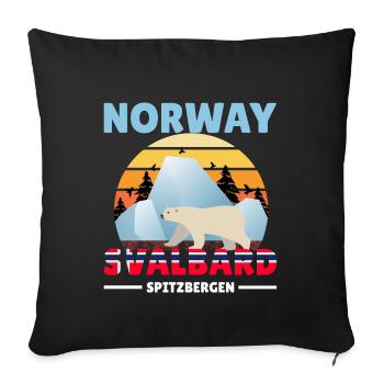 Svalbard Spitzbergen Norwegen Eisbär Design Motiv - Sofakissenbezug 45 x 45 cm - Schwarz - Vorne