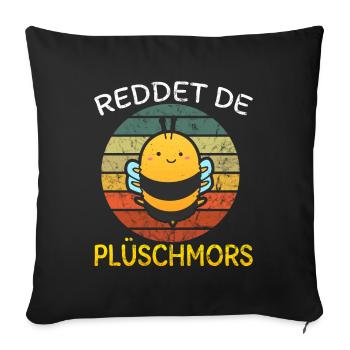 Plüschmors norddeutsch plattdeutsch bienen retten - Sofakissenbezug 45 x 45 cm - Schwarz - Vorne