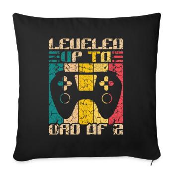 Le joueur de jeu Papa père a atteint le niveau de papa de 2 - Housse de coussin décorative 45 x 45 cm - noir - Devant