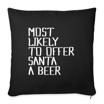 Offrir une bière au Père Noël - Housse de coussin décorative 45 x 45 cm - noir - Devant