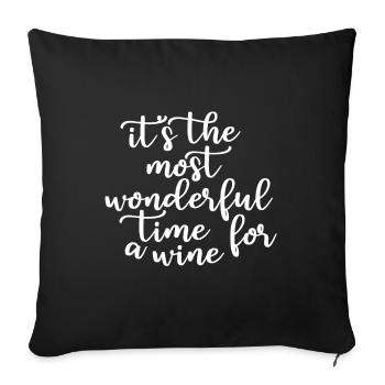 C’est le meilleur moment pour un vin - Housse de coussin décorative 45 x 45 cm - noir - Devant
