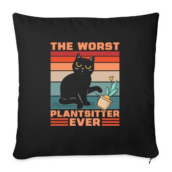 Hobby Gardener Garden Funny Garden Cat - Sofa pillowcase 17,3'' x 17,3'' (45 x 45 cm) - black - Front