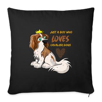 Just A Boy Who Loves Cavalier Dogs - Sofa pillowcase 17,3'' x 17,3'' (45 x 45 cm) - black - Front