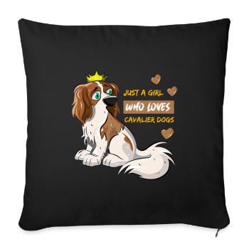 Just A Girl Who Loves Cavalier Dogs - Sofa pillowcase 17,3'' x 17,3'' (45 x 45 cm) - black - Front