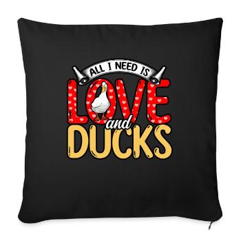Ducks - All I Need Is Love And Ducks - Sofa pillowcase 17,3'' x 17,3'' (45 x 45 cm) - black - Front