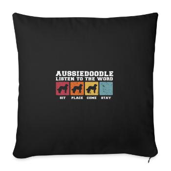 Aussiedoodle écouter le mot - Housse de coussin décorative 45 x 45 cm - noir - Devant