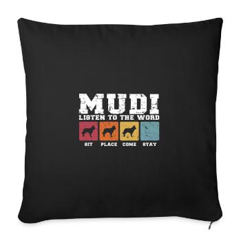 Mudi écoute la parole - Housse de coussin décorative 45 x 45 cm - noir - Devant