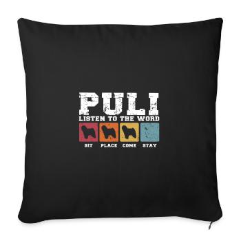 Puli écoute le mot - Housse de coussin décorative 45 x 45 cm - noir - Devant