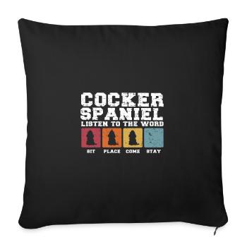 Cocker Spaniels écoutez le mot - Housse de coussin décorative 45 x 45 cm - noir - Devant