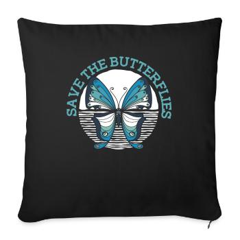 Amateur gardener garden butterflies in the garden - Sofa pillowcase 17,3'' x 17,3'' (45 x 45 cm) - black - Front